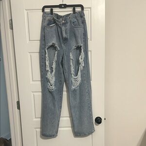 Distressed Blue Jeans